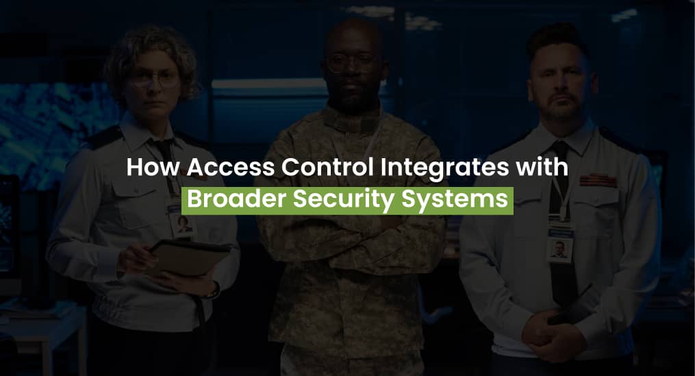 Security personnel and officers representing integration of access control with broader security systems.